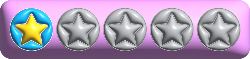 3d one star rating in the pink rectangle background png