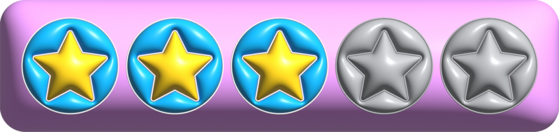 3d three star rating in the pink rectangle background png