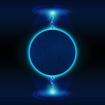 Modern Holographic Globe on Technology Background