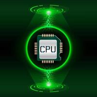 chip de cpu holográfico moderno sobre fondo de tecnología vector