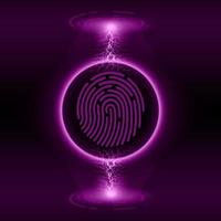 Modern Holographic Finger Print on Technology Background vector