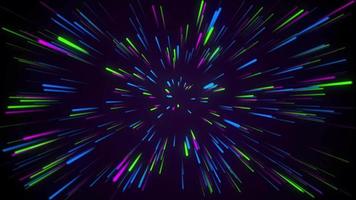 Modern Abstract neon line zoom loop. with green, blue and pink colours neon light video