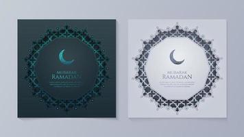 Eid Al-Fitr Mubarak, Ramadan Kareem, Islamic Style Greeting Background Collection Set with Arabic Ornaments vector