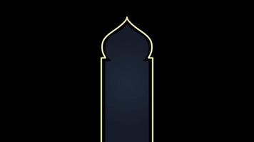 Ramadan kareem concept moskee kader, Arabisch venster of deur lus animatie video transparant achtergrond met alpha kanaal.