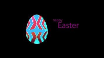 happy Easter text with egg loop Animation video transparent background with alpha channel.