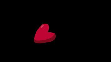 Red heart icon love loop Animation video transparent background with alpha channel.