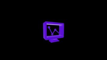 Compute monitor graph icon loop Animation video transparent background with alpha channel.