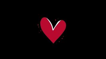 rosso cuore icona amore ciclo continuo animazione video trasparente sfondo con alfa canale.