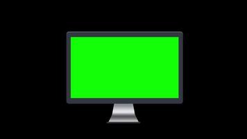 Desktop Computer Monitor Bildschirm Grün Bildschirm Schleife Animation Video transparent Hintergrund mit Alpha Kanal.