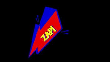 cartoon zap Comic Bubble speech loop Animation video transparent background with alpha channel.