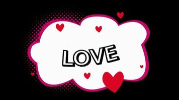 cartoon love Comic Bubble speech loop Animation video transparent background with alpha channel.