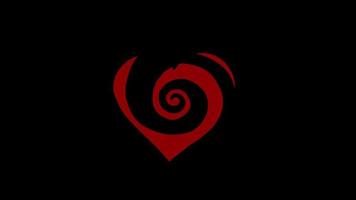 röd hjärta ikon kärlek slinga animering video transparent bakgrund med alfa kanal.