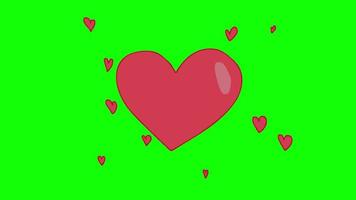 Red heart icon love loop Animation video transparent background with alpha channel.