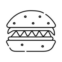 Burger black and white vector line illustration