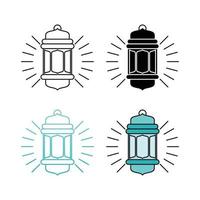 Set of Islamic themed lanterns, with line designs, silhouettes and attractive colors. Vector illustration of islamic holiday, can be used for web icon.