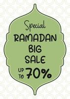 Ramadan banner or greeting card design with green Islamic nuances. Vector illustration of place for text