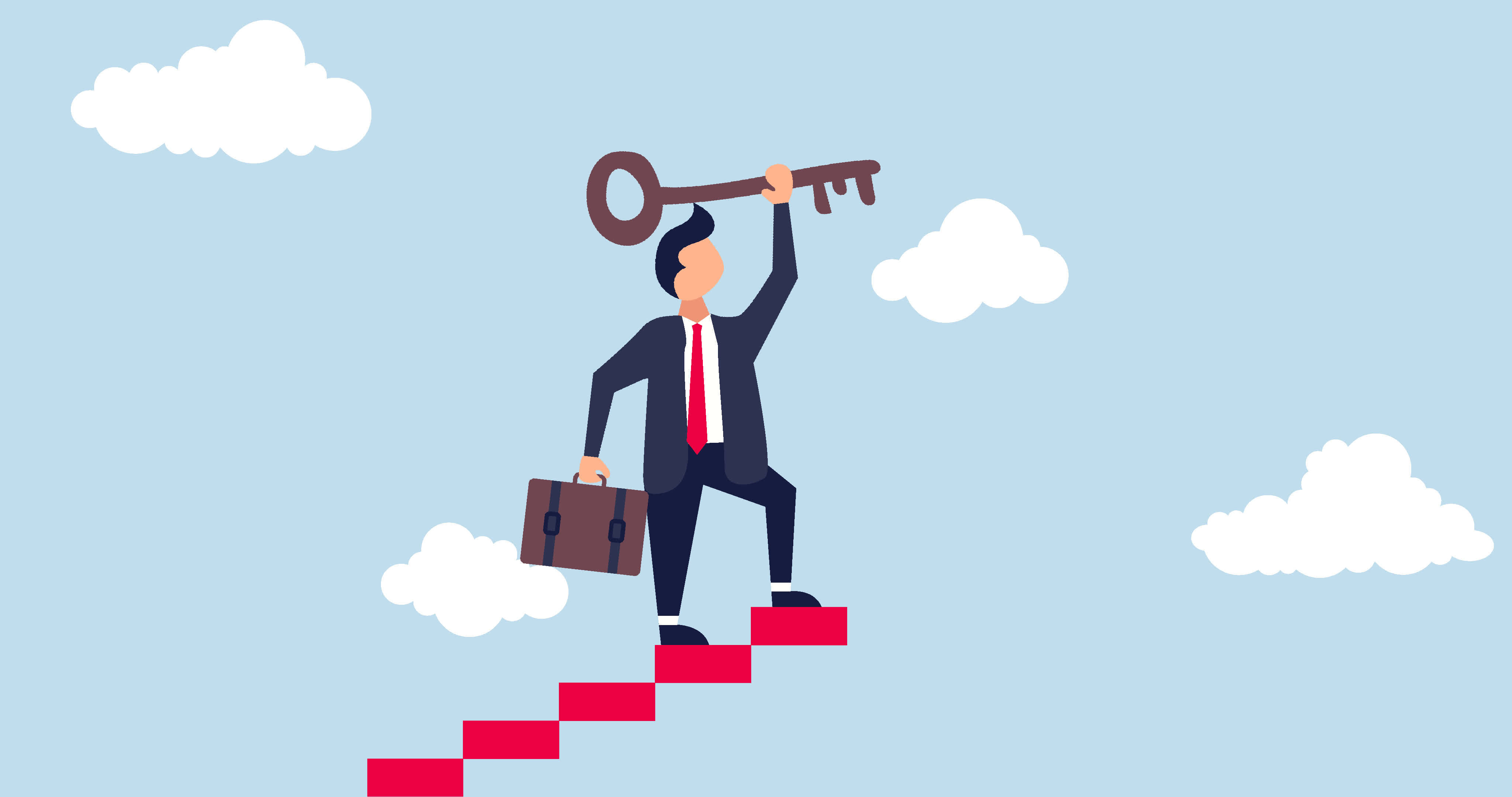 4k Key to business and career success Animation. businessman winner