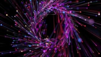 färgrik spiralformad helix av magisk lysande linje och sfär partiklar bakgrund animation. detta abstrakt magisk flerfärgad rörelse bakgrund är full hd och en sömlös slinga. video