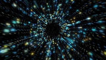 Outer space glowing stars background. Flying through a blue and gold galaxy of stars and particles at hyperspace warp speed. Looping, HD motion background animation. video