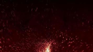 Burning red hot sparks and embers background animation. Fiery glowing red sparks exploding and swirling upwards. Full HD hot fire particles motion background. video