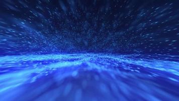 Powerful storm or blizzard on a blue planet in outer space. This energetic particle motion background animation is full HD and a seamless loop. video