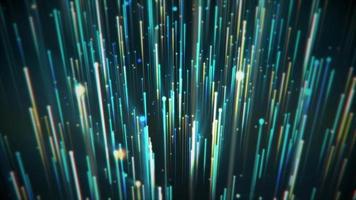 A stream of flowing green, blue and gold digital fiber optic light data node particles. Communication and connectivity concept. Full HD and looping technology motion background animation. video