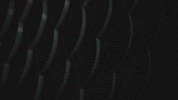 Dark spinning curved geometric shell shapes with wireframe lines. Full HD and looping motion background animation. video