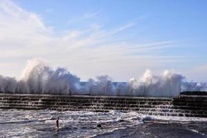 Sea wall in Spain photo