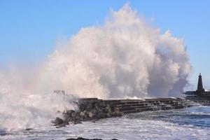 Sea wall with waves photo
