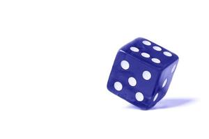 dice showing 6 isolated on a white background, photo tinted in Very peri color