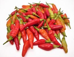 Chili peppers or Cayenne pepper or Cabe rawit isolated on white background. photo