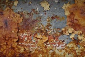 Iron plates full of red-yellow rust photo