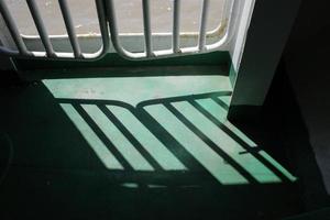 White railings on sea ships photo