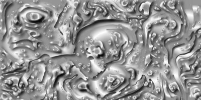 Silver metallic background. Water drops on glass. Acrylic liquid pouring painting black and white. Bubbles in gel. Bubble texture on gray background. Liquid paint texture.decorative spirals and swirls photo