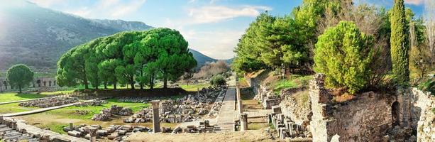 Panorama of ancient city of Ephesus in Turkey during day photo
