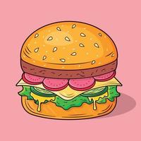 Cartoon Burger illustration free vector