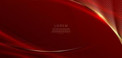 Abstract curved red shape on red background with lighting effect and  copy space for text. Luxury design style. vector