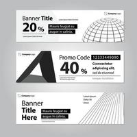 Modern Graphic Template Banner pattern for social media and web sites, black and white banners layout for elegant edgy website vector