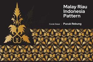 Pattern Malay Riau Batik Songket Tenun, Weaving Corak Motif Pucuk Rebung, Melayu patterns, Traditional Classic handwoven black with gold threads vector