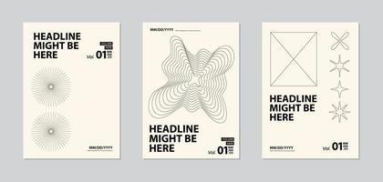 Magazine cover, poster layout, a4 a5 a3, post card size design, elegant black and white indie edgy with abstract shape element volume headline and else vector