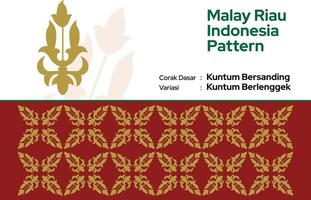 Pattern Malay Riau Batik Songket Tenun, Weaving Corak Motif dan ragi Kuntum Bersanding Berlenggek Melayu vector