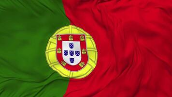 Portugal Flag Seamless Looping Background, Looped Bump Texture Cloth Waving Slow Motion, 3D Rendering video