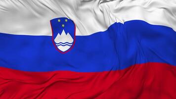 Slovenië vlag naadloos looping achtergrond, lusvormige buil structuur kleding golvend langzaam beweging, 3d renderen video