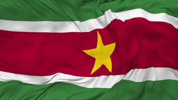 Suriname vlag naadloos looping achtergrond, lusvormige buil structuur kleding golvend langzaam beweging, 3d renderen video