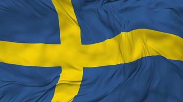 Sverige flagga sömlös looping bakgrund, looped stöta textur trasa vinka långsam rörelse, 3d tolkning video