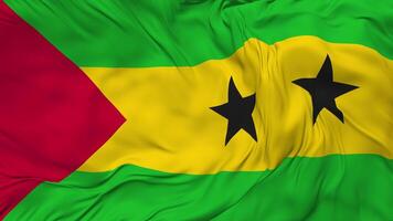 Sao Tome and Principe Flag Seamless Looping Background, Looped Bump Texture Cloth Waving Slow Motion, 3D Rendering video