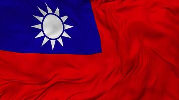 Taiwan Flag Seamless Looping Background, Looped Bump Texture Cloth Waving Slow Motion, 3D Rendering video