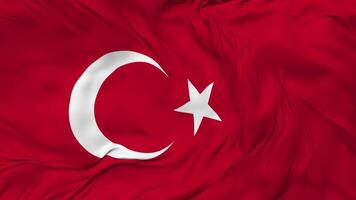 Turkey, Turkiye Flag Seamless Looping Background, Looped Bump Texture Cloth Waving Slow Motion, 3D Rendering video