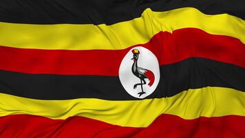 Uganda Flag Seamless Looping Background, Looped Bump Texture Cloth Waving Slow Motion, 3D Rendering video