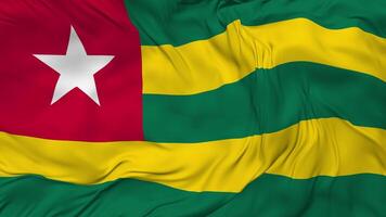 Togo, Togolese Flag Seamless Looping Background, Looped Bump Texture Cloth Waving Slow Motion, 3D Rendering video